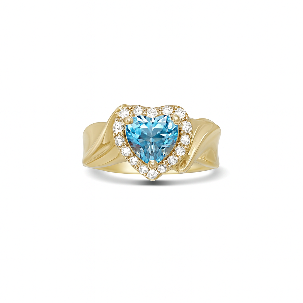 Brilliant Heart Shaped Topaz Birthstone Ring
