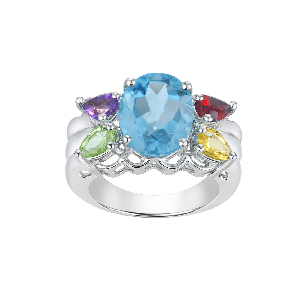 Multicolor Topaz Birthstone Gold Ring