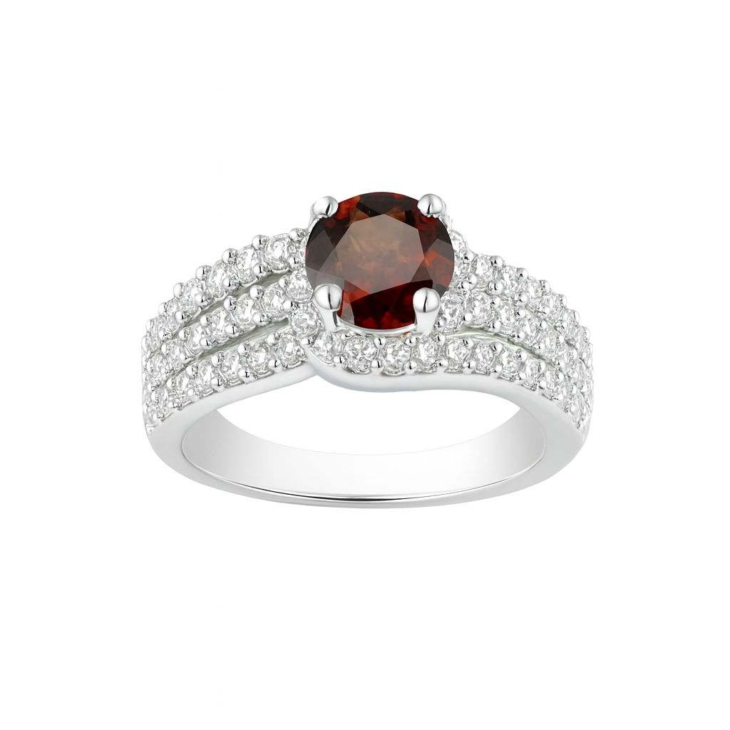 Red Garnet Symphony Birthstone Gold Ring