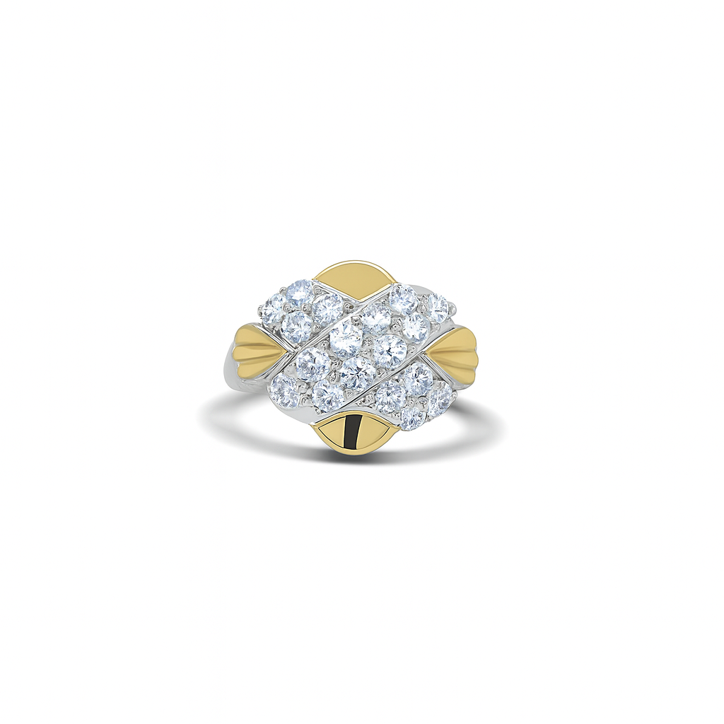 Multiple Brilliant Round-Cut Gemstones White Gold Ring