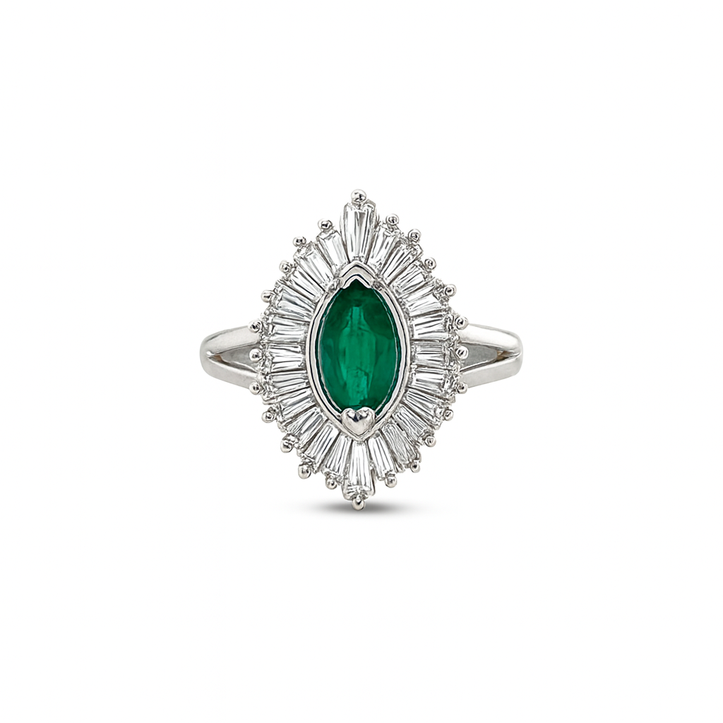 Emerald Marquise-Cut Birthstone Ring