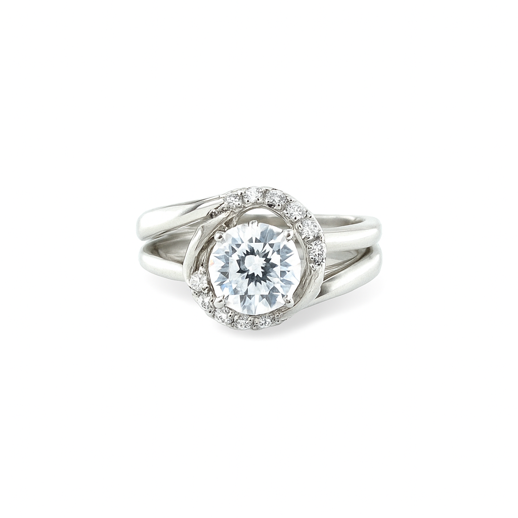 Brilliant Round-Cut White Gold Ring