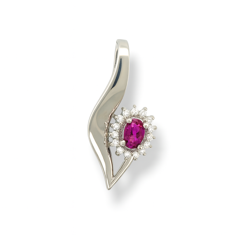 Ruby Oval-Cut White Gold Pendant