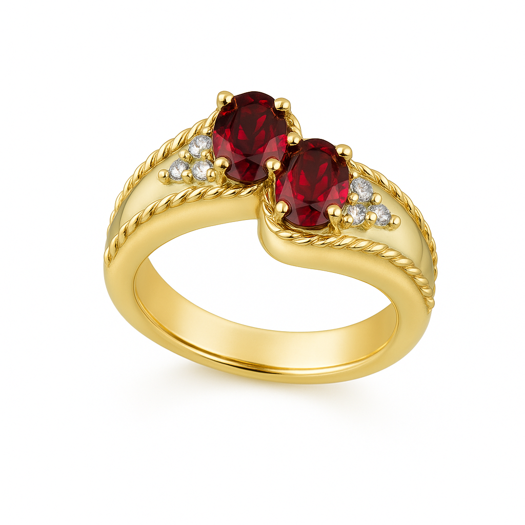 Baypass Garnet Birthstone Gold Ring