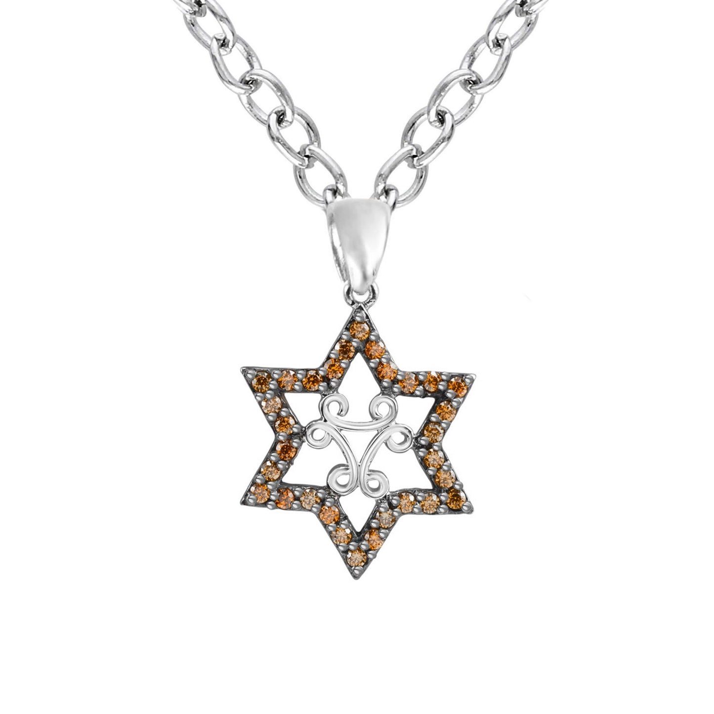 Amber Glow Star of David Diamond Pendant