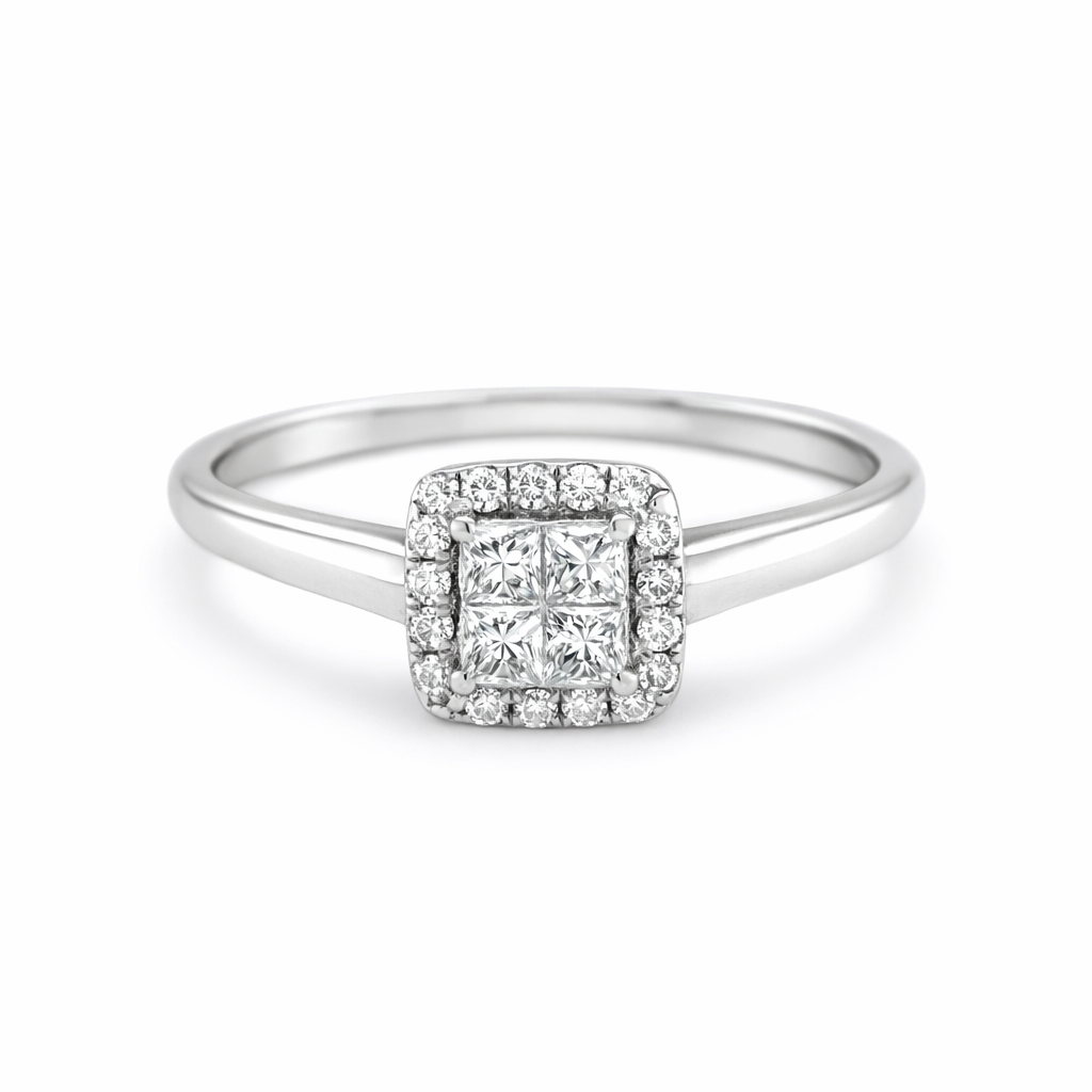 Royal Square White Gold Ring