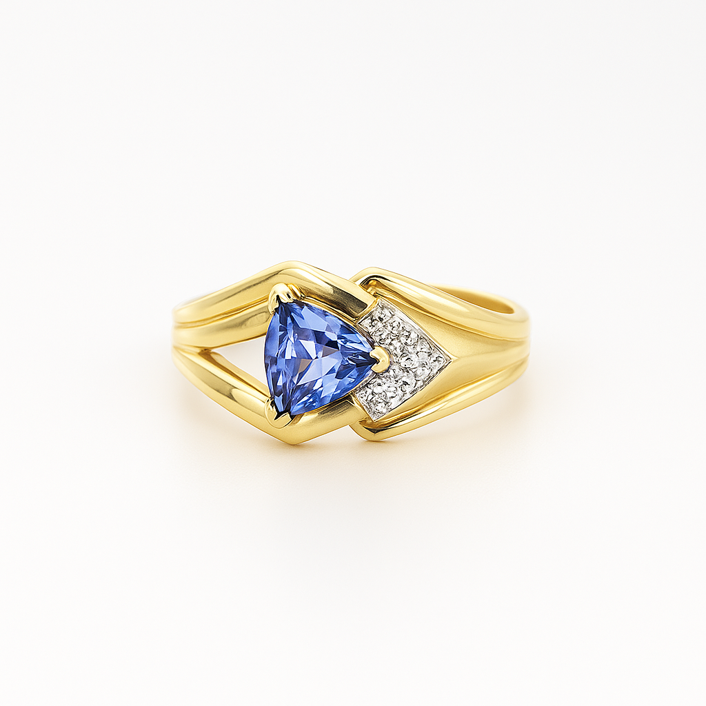 Tanzanite Trilliant-Cut Yellow Gold Ring