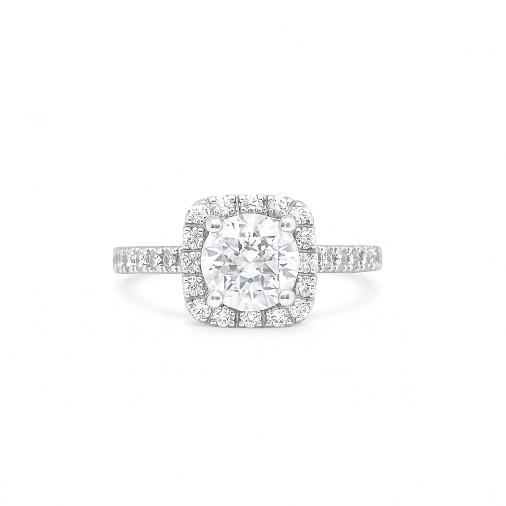 Brilliant Round-Cut White Gold Ring