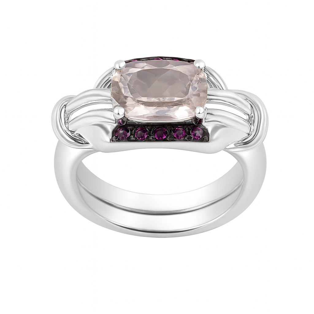 Morganite Cushion-Cut Birthstone Ring