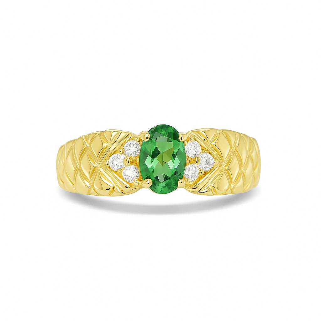 Emerald Oval-Cut Yellow Gold Ring