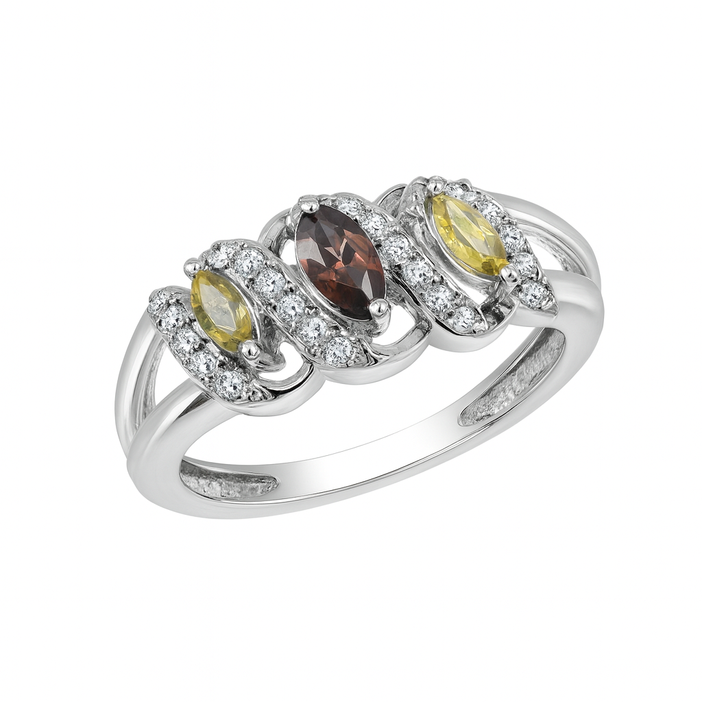 Three-Stone Marquise-Cut White Gold Ring