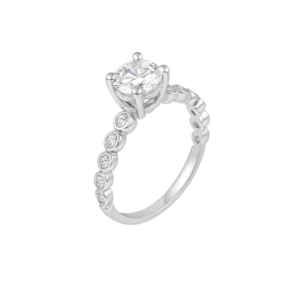 Round Brillian-Cut White Gold Ring
