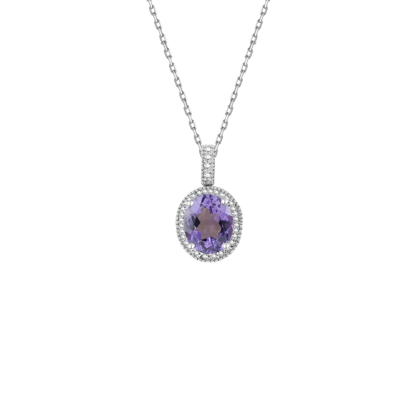 Amethyst Halo Diamond Pendant