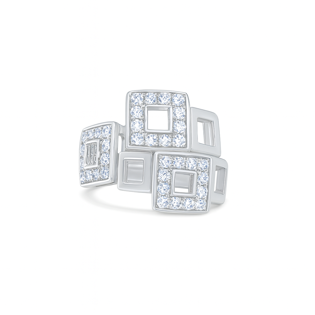 Square Frames White Gold Ring