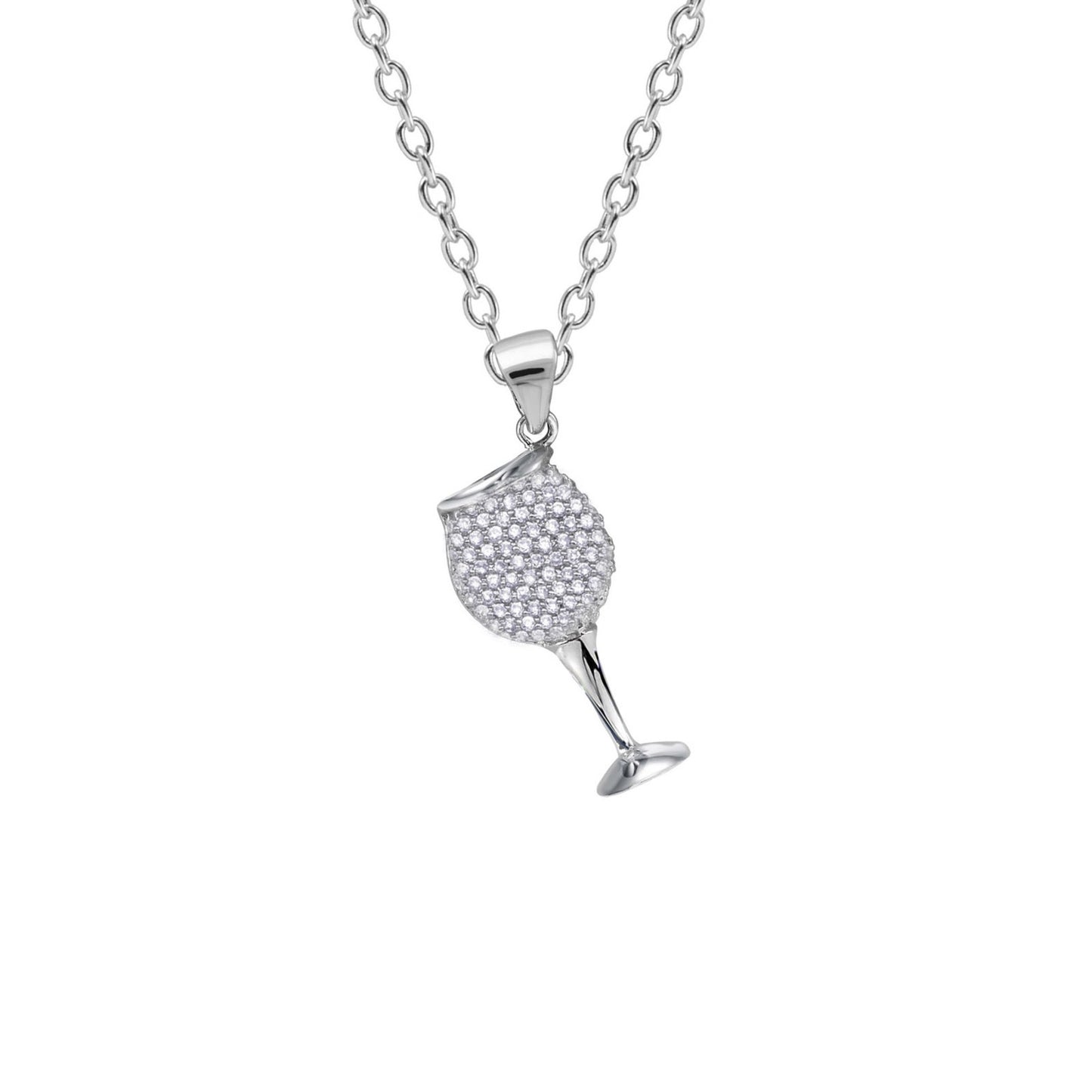 Diamond Wine Glass Statement Pendant