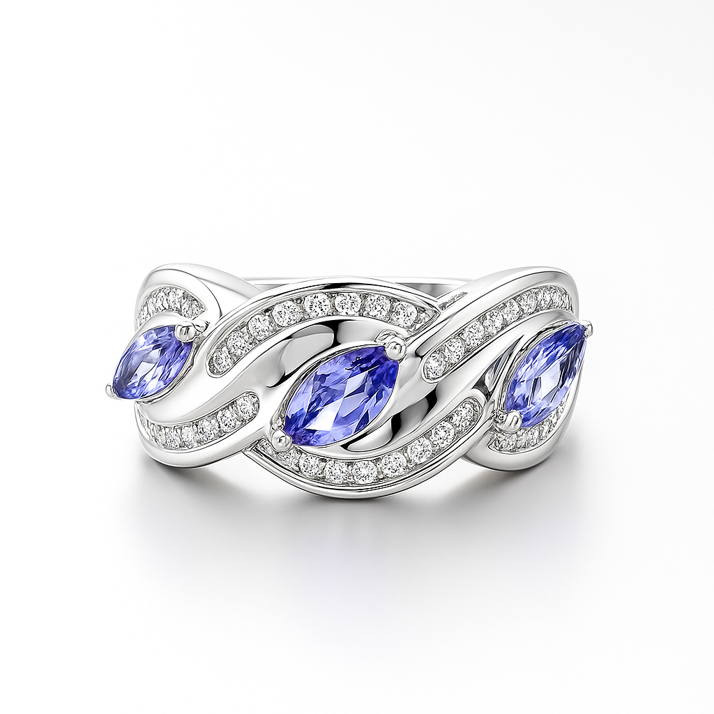 Purple Marquise-Cut White Gold Ring