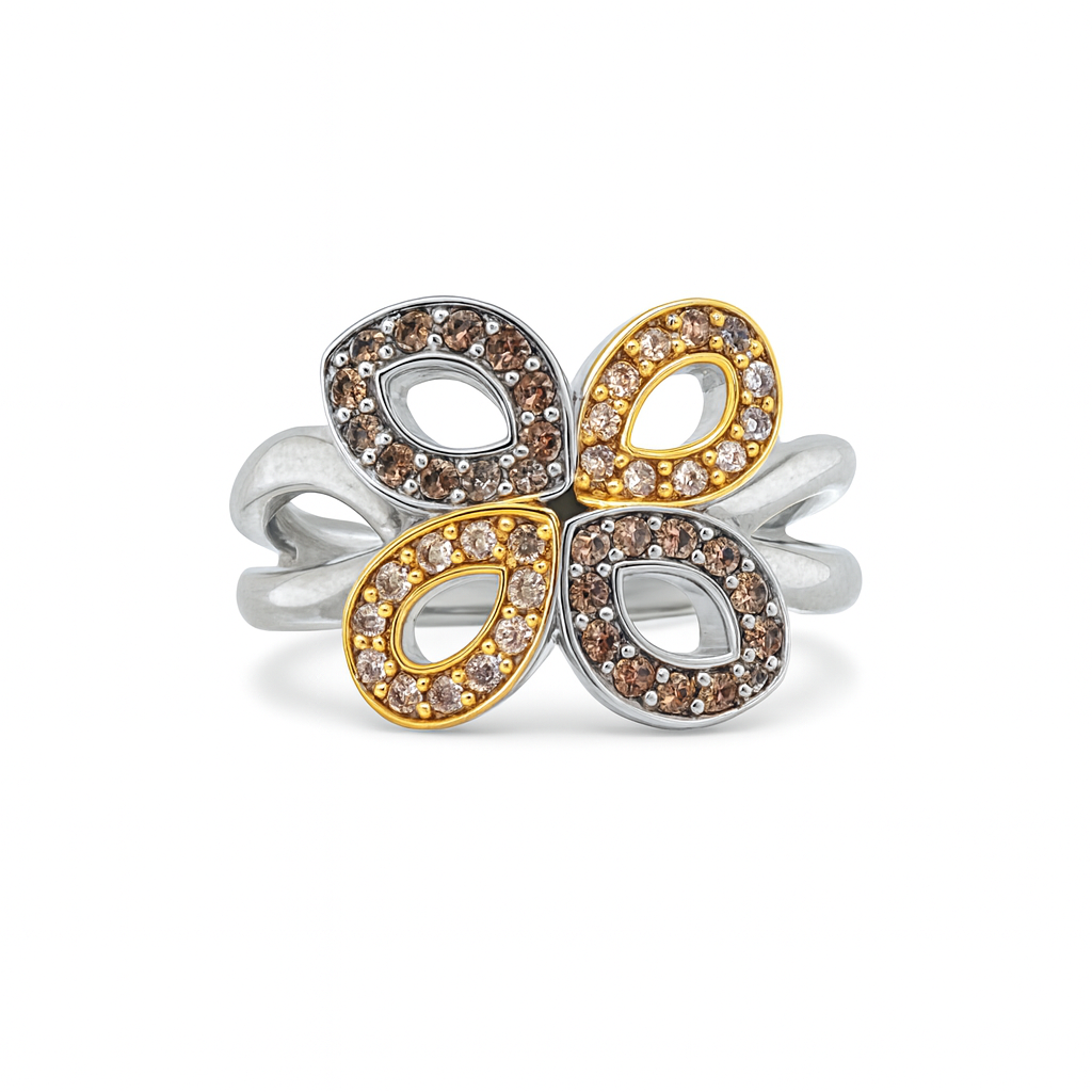 Floral-Cut White Gold Ring