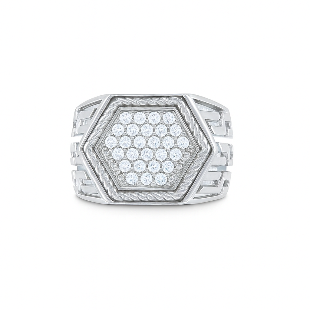 Bold Men's Round-Cut Gold Ring