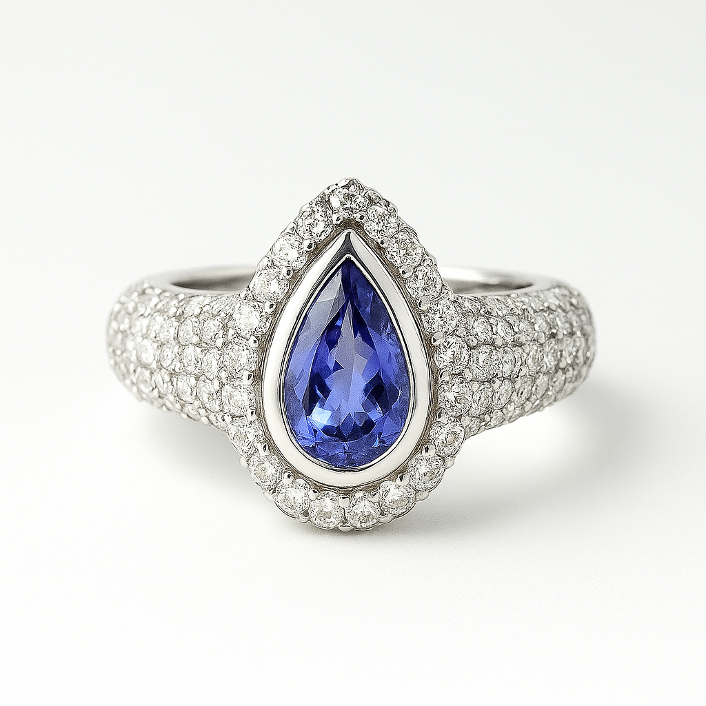 Purple Tanzanite Pear-Cut White Gold Ring
