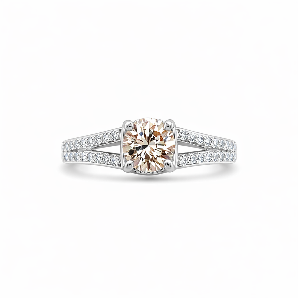 Champagne Diamond Engagement Gold Ring