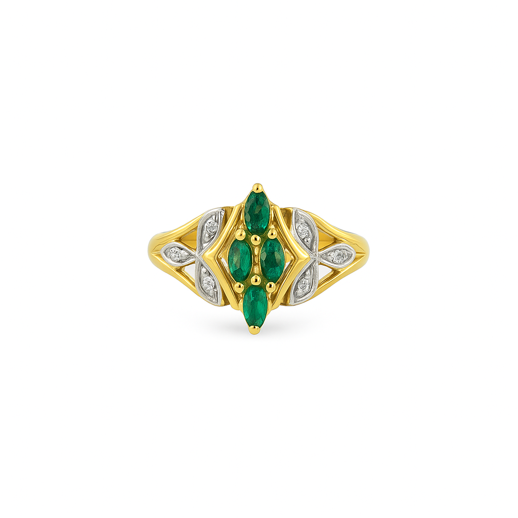 Green Marquise-Cut Yellow Gold Ring
