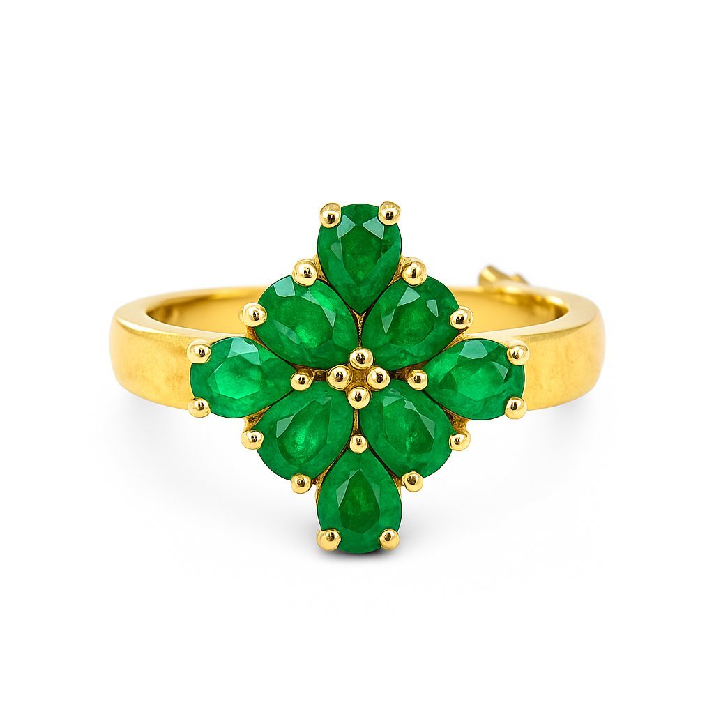 Green Oval-Cut Yellow Gold Ring