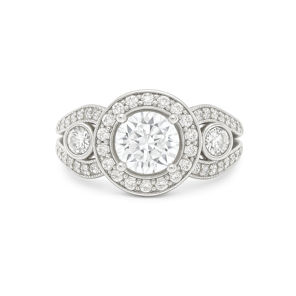 Brilliant Round-Cut Engagement Gold Ring