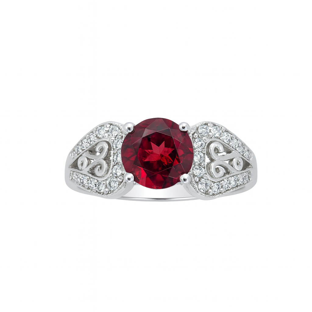 Garnet Round-Cut Birthstone Gold Ring