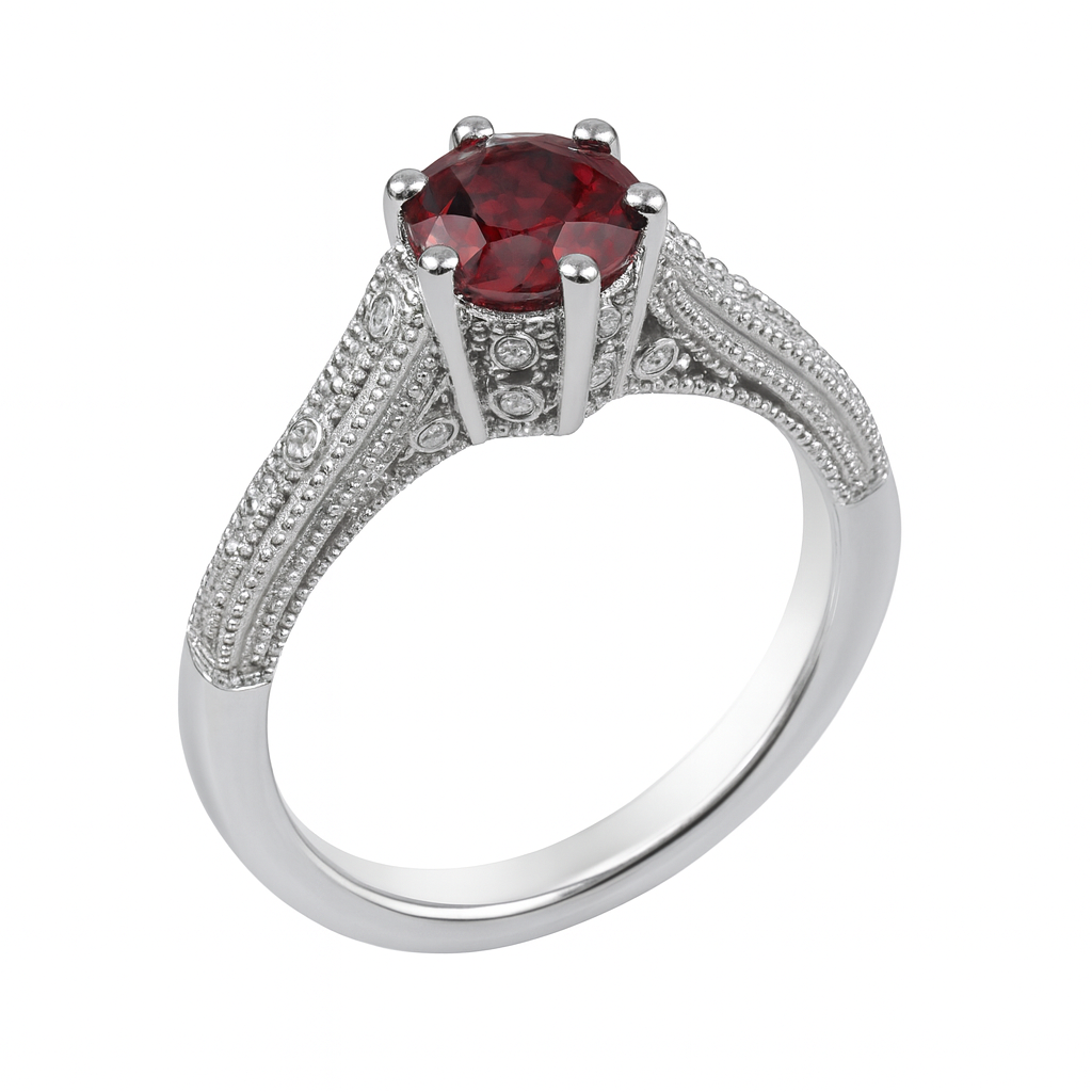 The Royal Garnet Halo Gold Ring