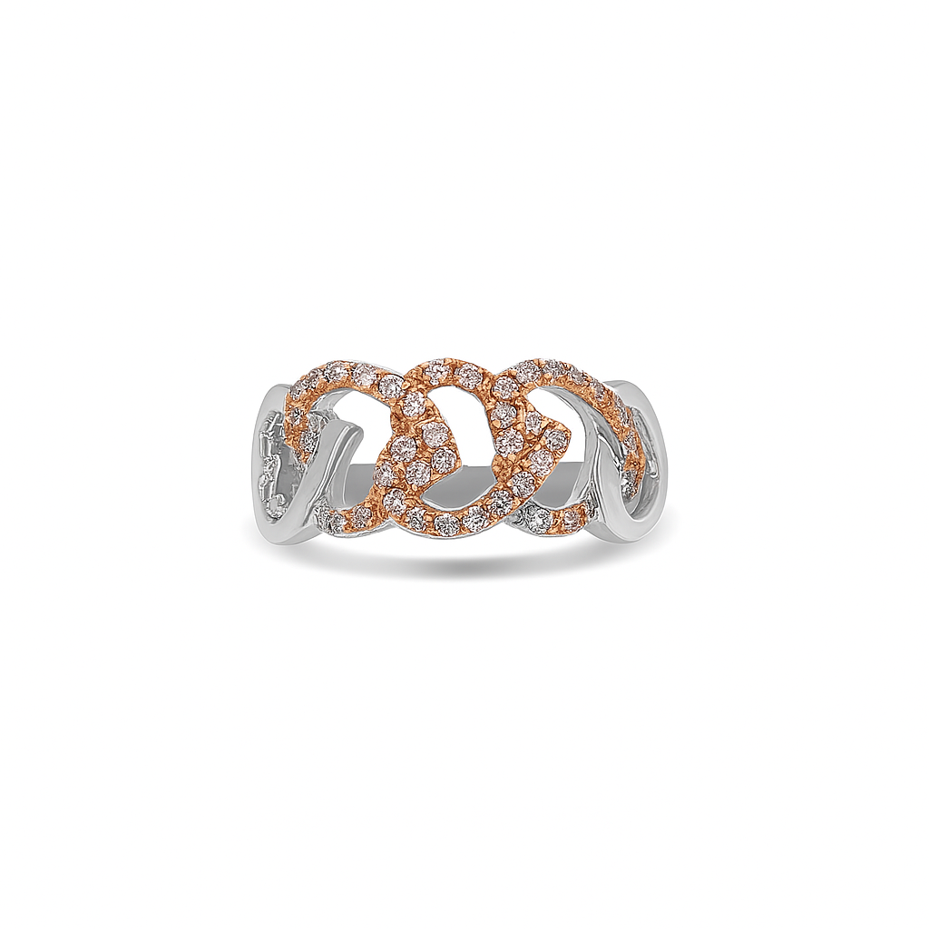 Linked Hearts White Gold Ring