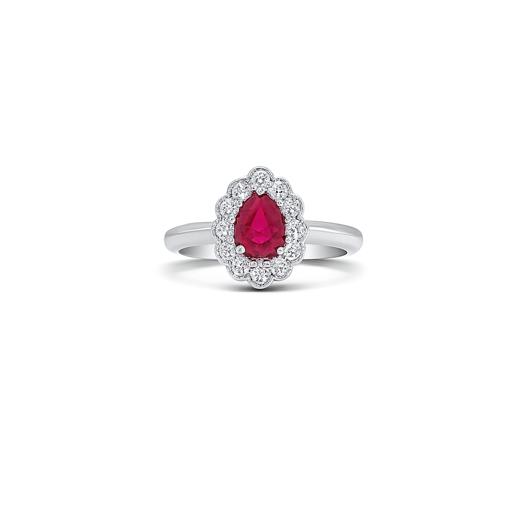 Ruby Pear-Cut Birthstone Gold Ring