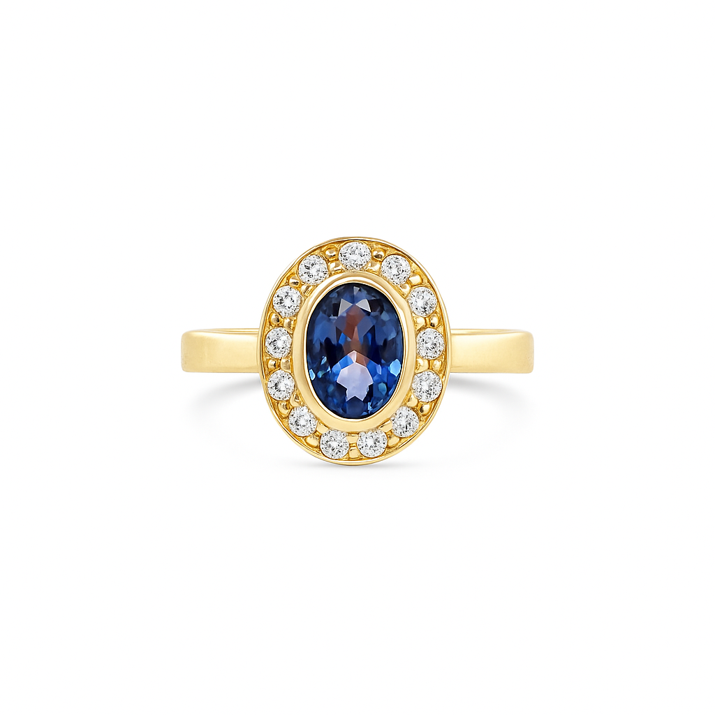Tanzanite Oval-Cut Yellow Gold Ring