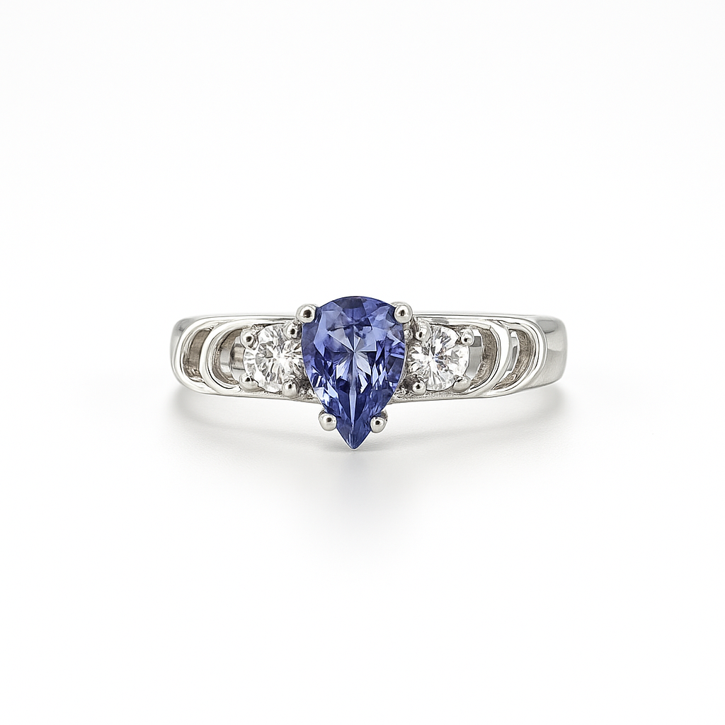 Tanzanite Pear-Cut White Gold Ring