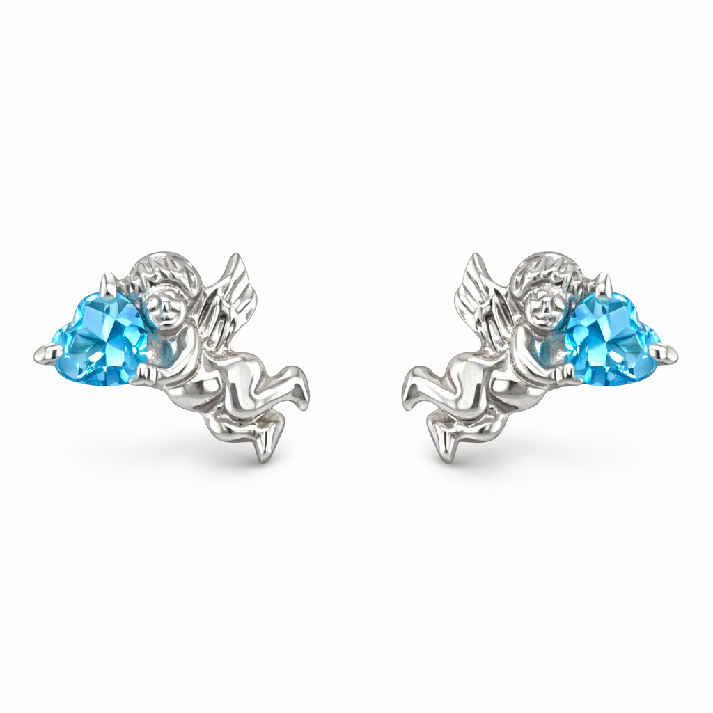 Eternal Angel Heart Studs White Gold Earring