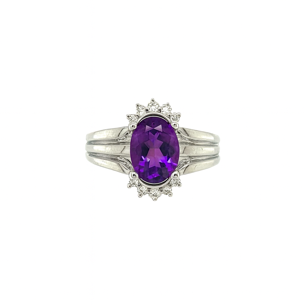 Amethyst Oval Cut Birthstone Gold Ring