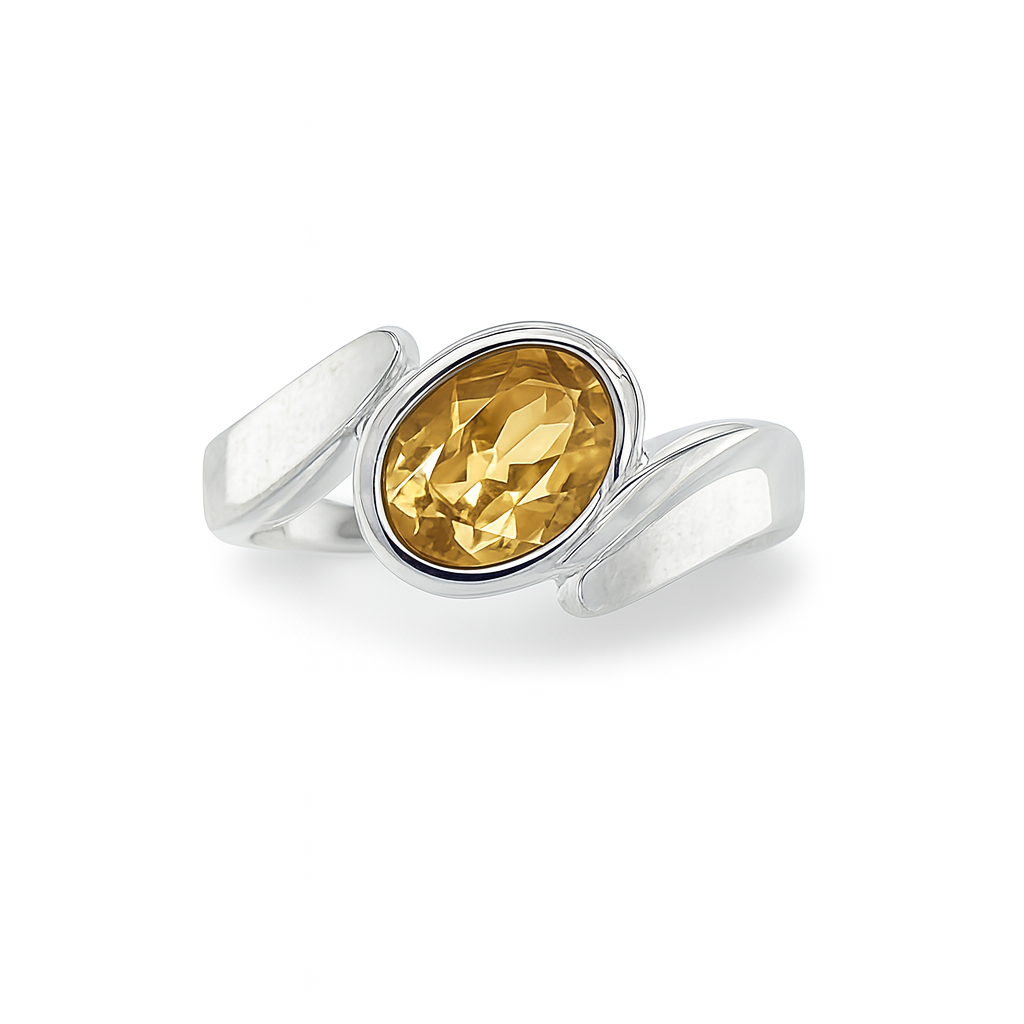 Spessartite Oval-Cut White Gold Ring