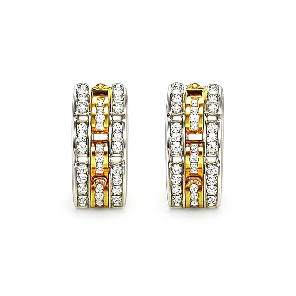 14K Two Tones Hoops Earrings