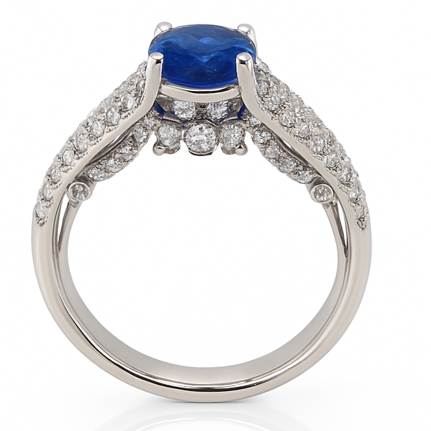 Round Blue Sapphire Birthstone Ring