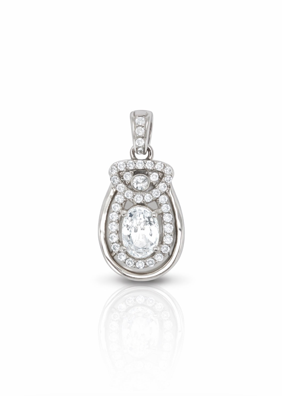 Radiant Oval Halo Drop Pendant
