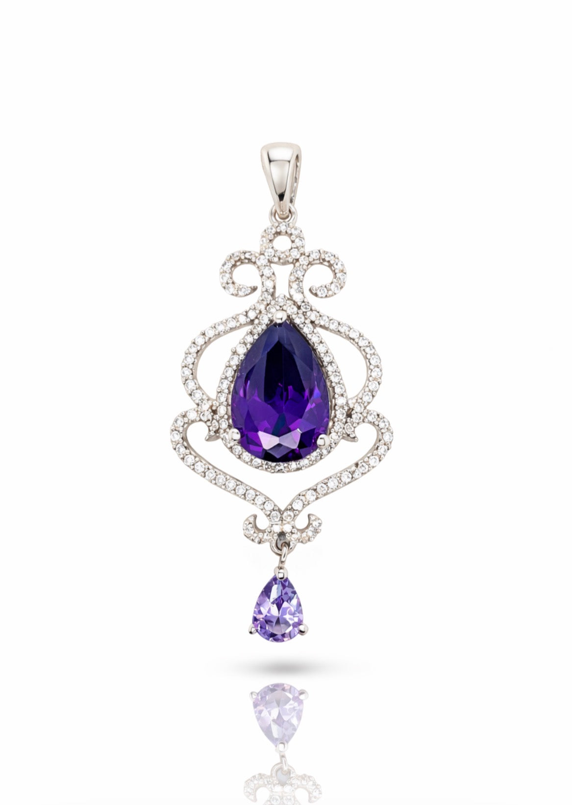 Royal Amethyst Filigree Drop Pendant