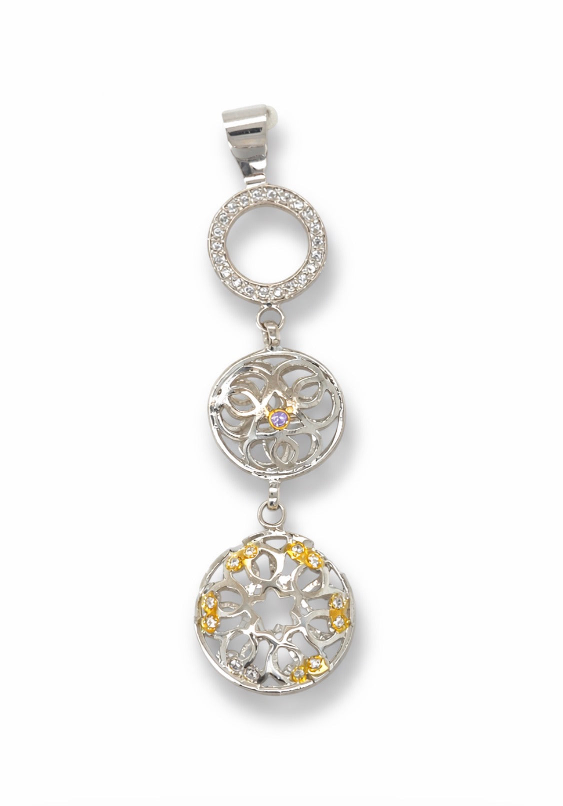 Celestial Filigree Diamond & Citrine Drop Pendant