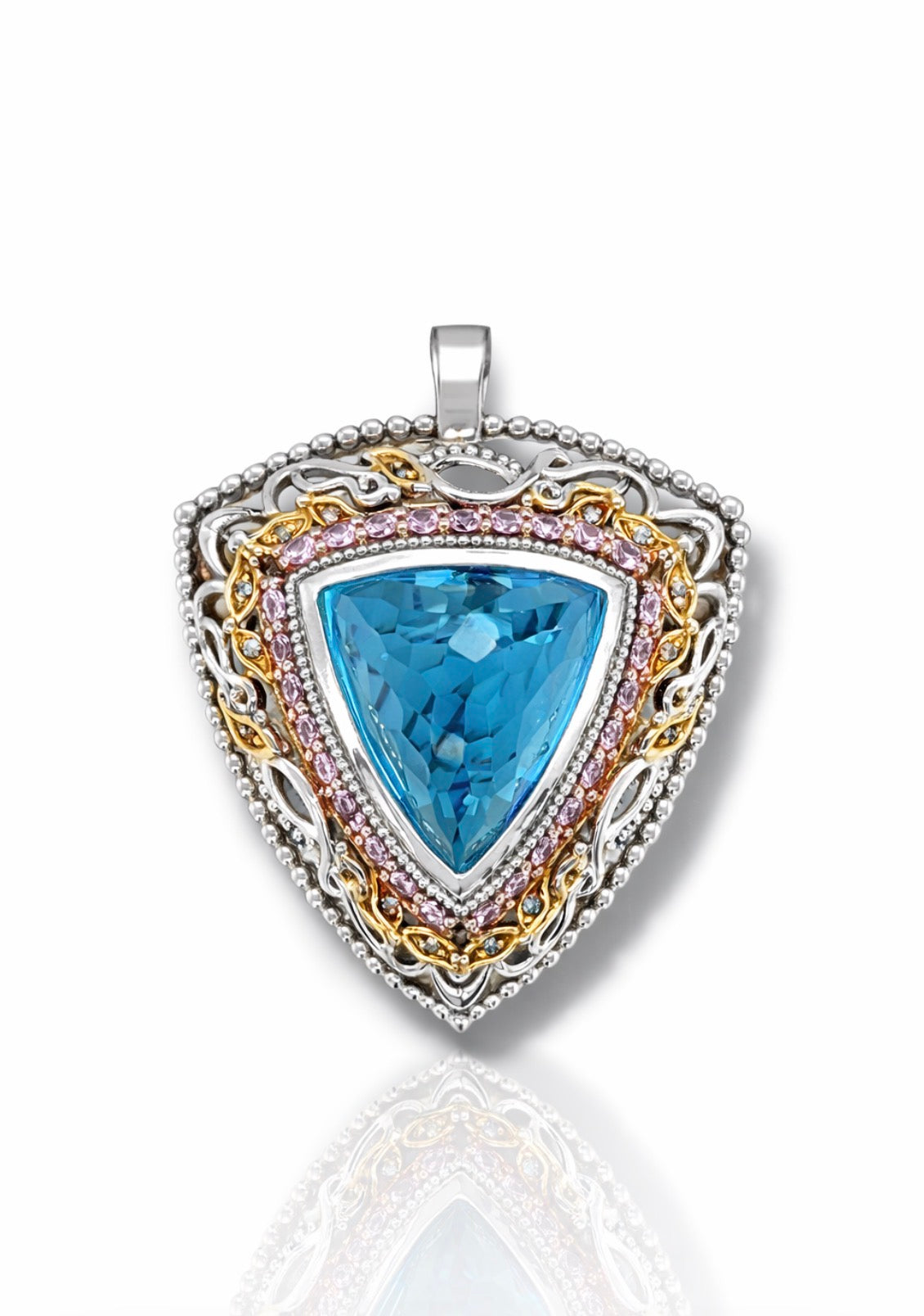 Royal Trillion Blue Topaz Filigree Pendant