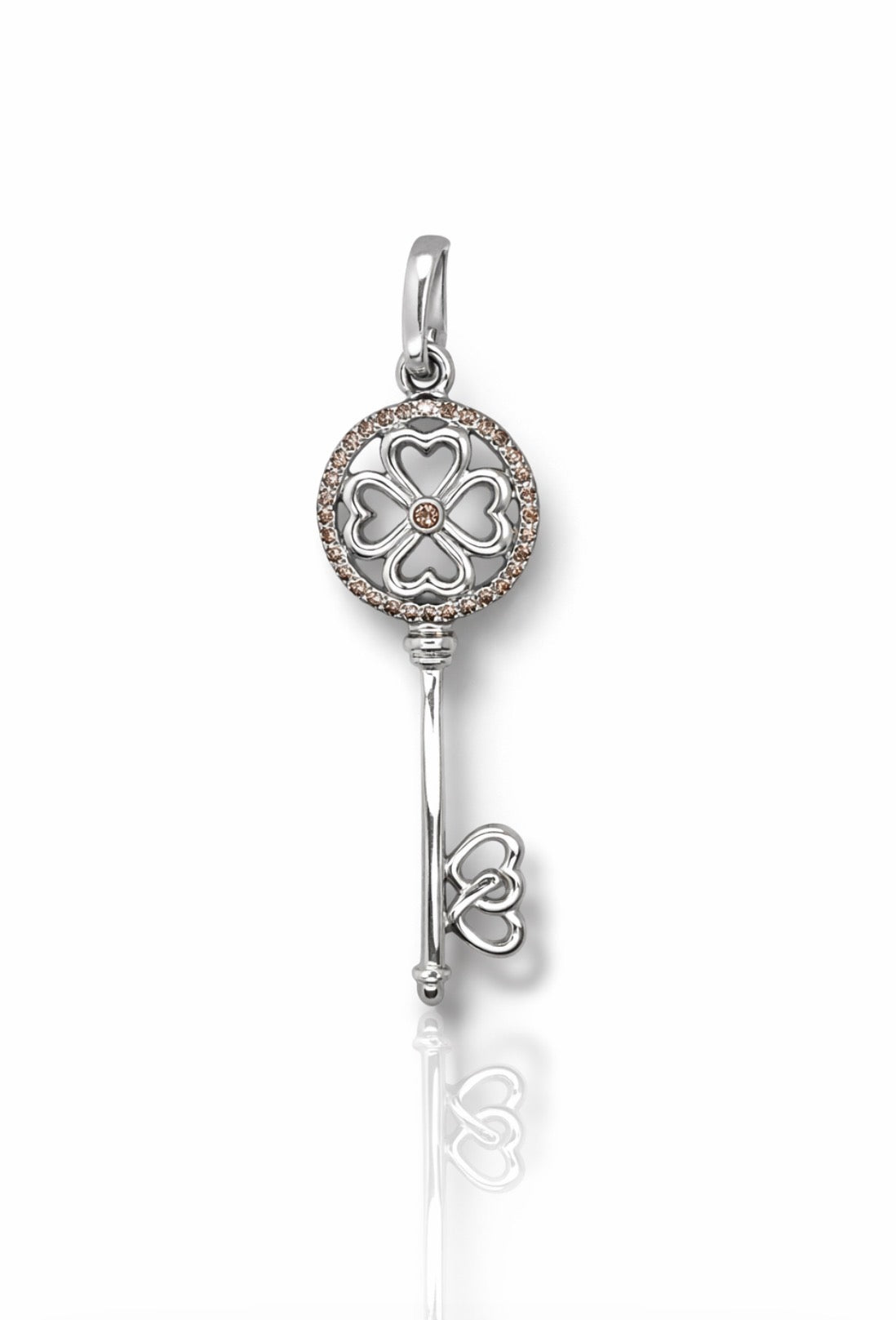 Lucky Heart Clover Key Pendant