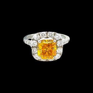 Cushion-Cut Yellow-Orange Engagement Ring