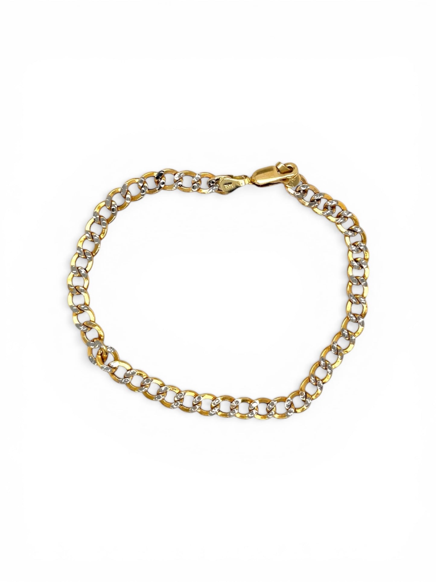 Two-Tone Diamond-Cut Link Gold Bracelet