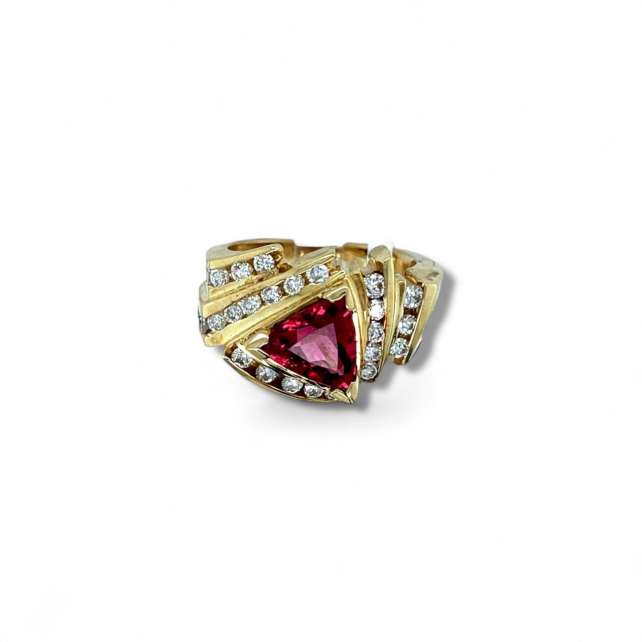 Triangular Tourmaline Gold Ring