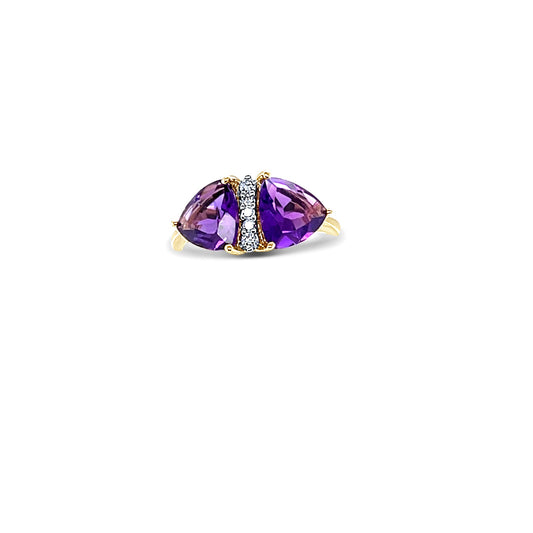 Marquise Amethysts Shape Gold Ring