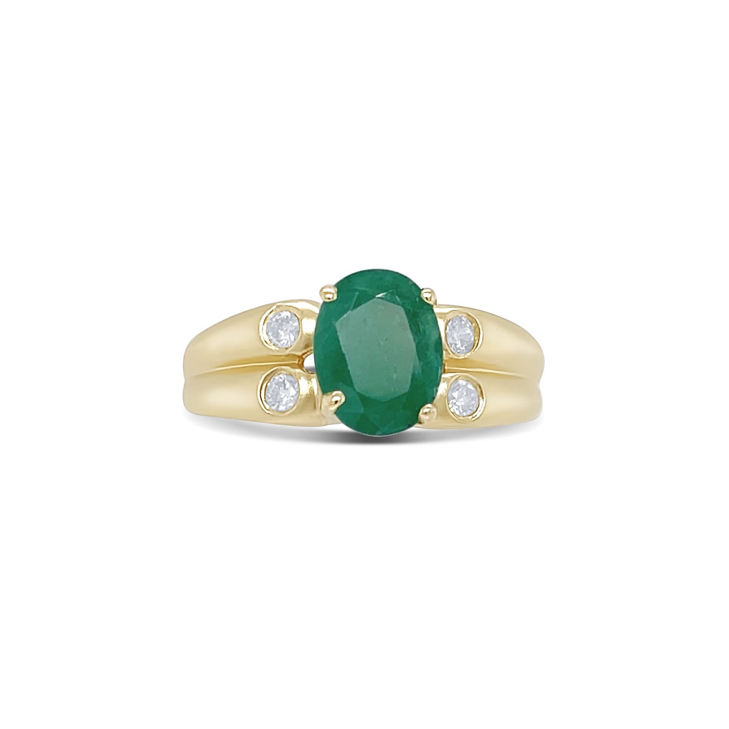 Oval-Cut Emerald Yellow Gold Ring
