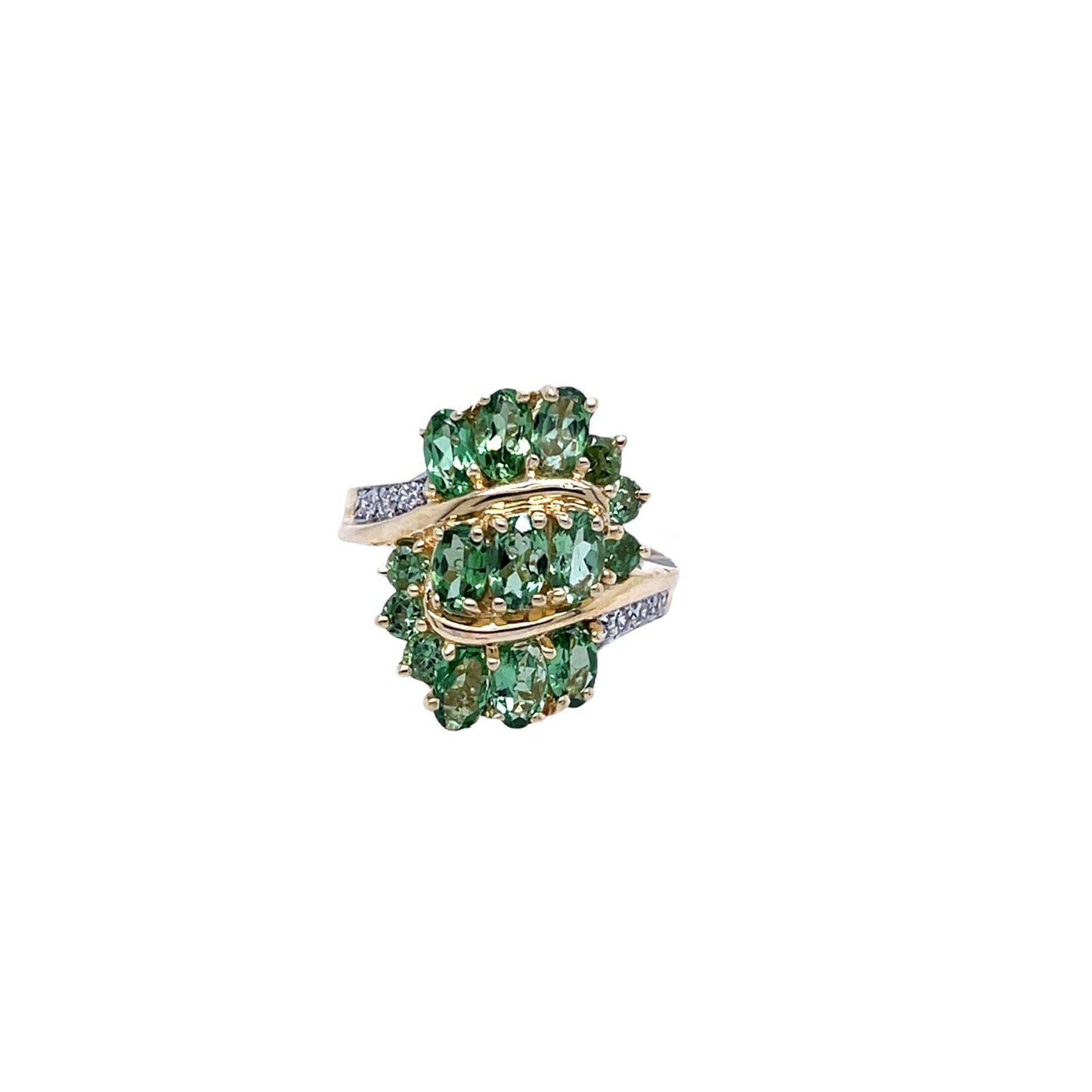 Savorite and Diamond Gold Ring