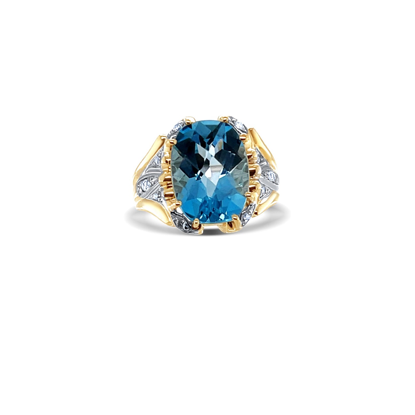Blue Topaz Oval-Cut Gold Ring